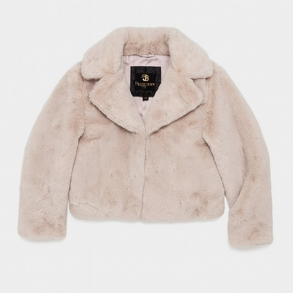 NWT Furious Fur Faux Fur Coat Jacket Cream Ivory Rhinestone  Closures Vegan S